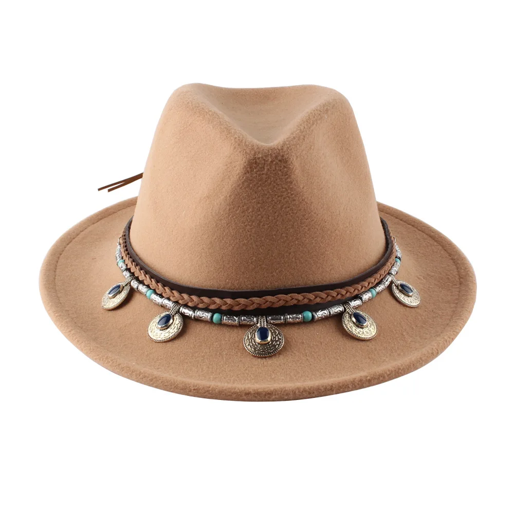 Elegant Promotion womens mini wide ribbons fedora hat custom logo band Multiple color for choice available in stock wool hat