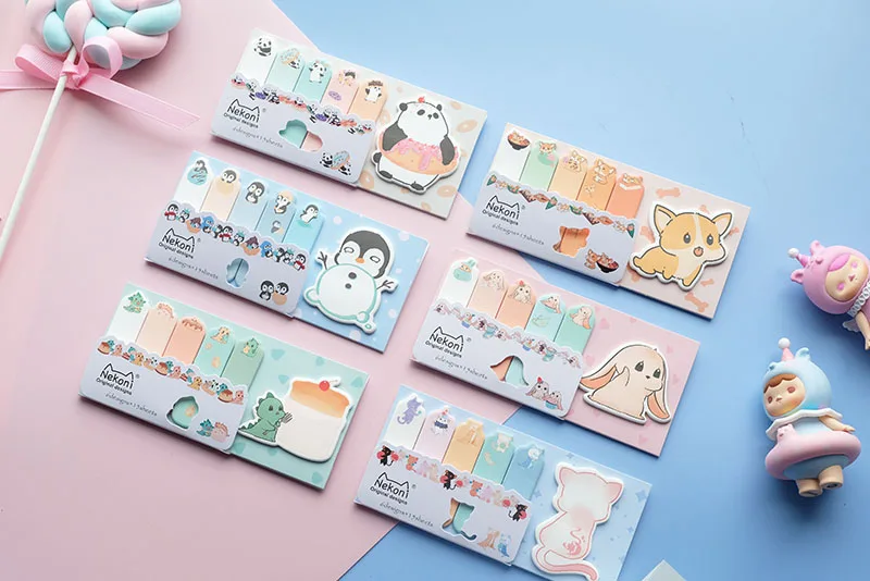 Nekoni Hot Sale Sticky Notes Pad Memo Pad Animal Self-Stick Note Pads Paper Index Bookmark Cute Kawaii Memo Note