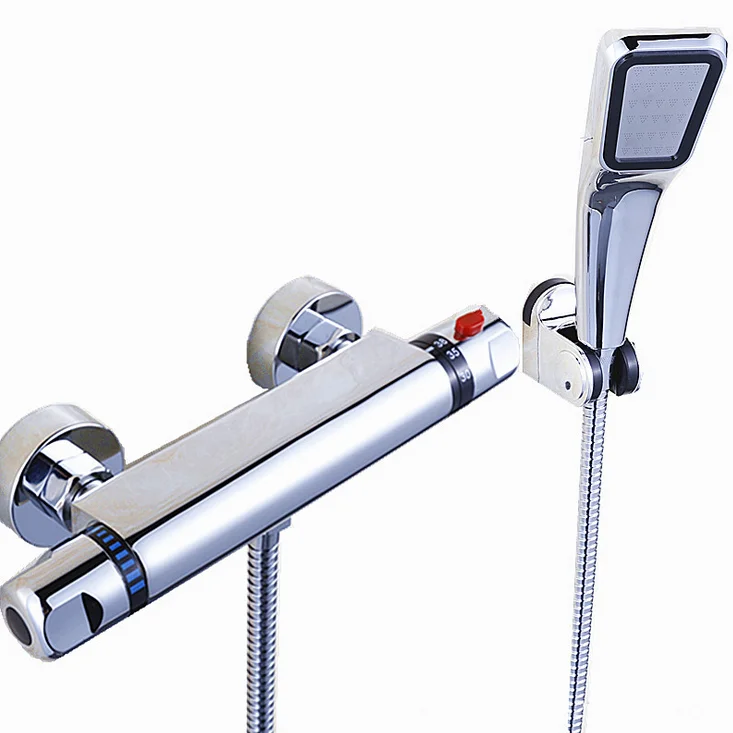 Sliver Thermostatic Rain Shower Bathroom Shower Faucet Set Rain Shower System Set