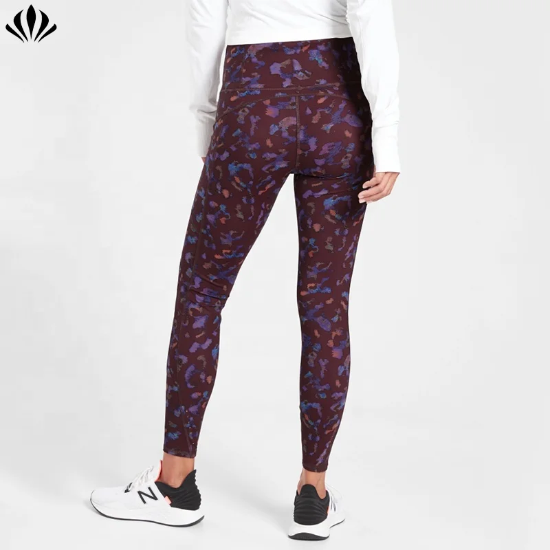 High Impact Custom Workout womens tight Wholesale Reflective Pattern Leggings Recycled Polyester Yoga Pants for Women