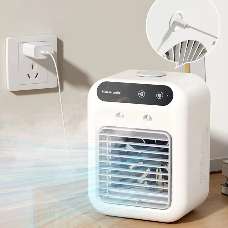 J English USB Spray Humidification Mini small air conditioning fan Desktop water-cooled fan Mobile electric fan Home portable