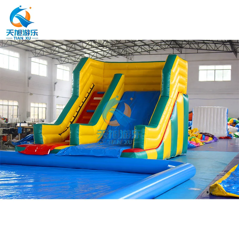 China Outdoor Commercial PVC Inflatable Water Slide Combo With Swimming Pool For Aquatic Water Park Entertainment