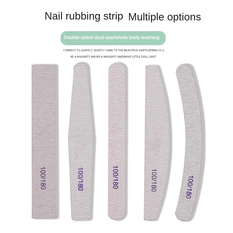 Custom Logo Nail Files 100/180 Double Side Durable Rectangle Straight Round Sandpaper Professional Nail File