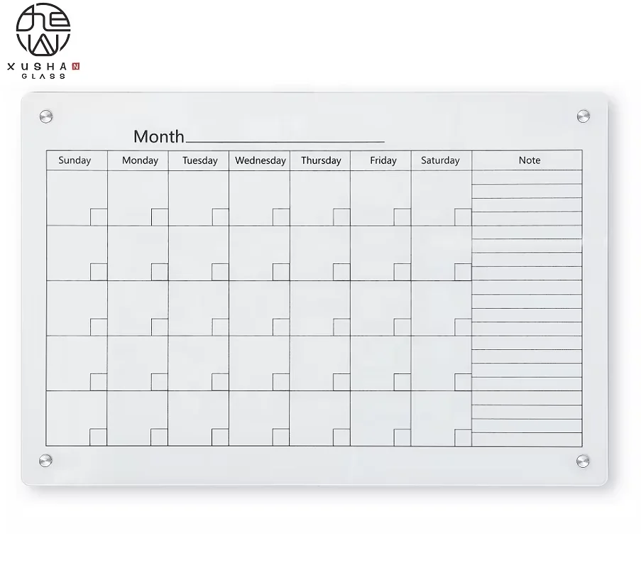 47 x 35 Inches Glass Calendar Dry Erase Board for Wall Magnetic Whiteboard Calendar Monthly Planner for Home, School, Office