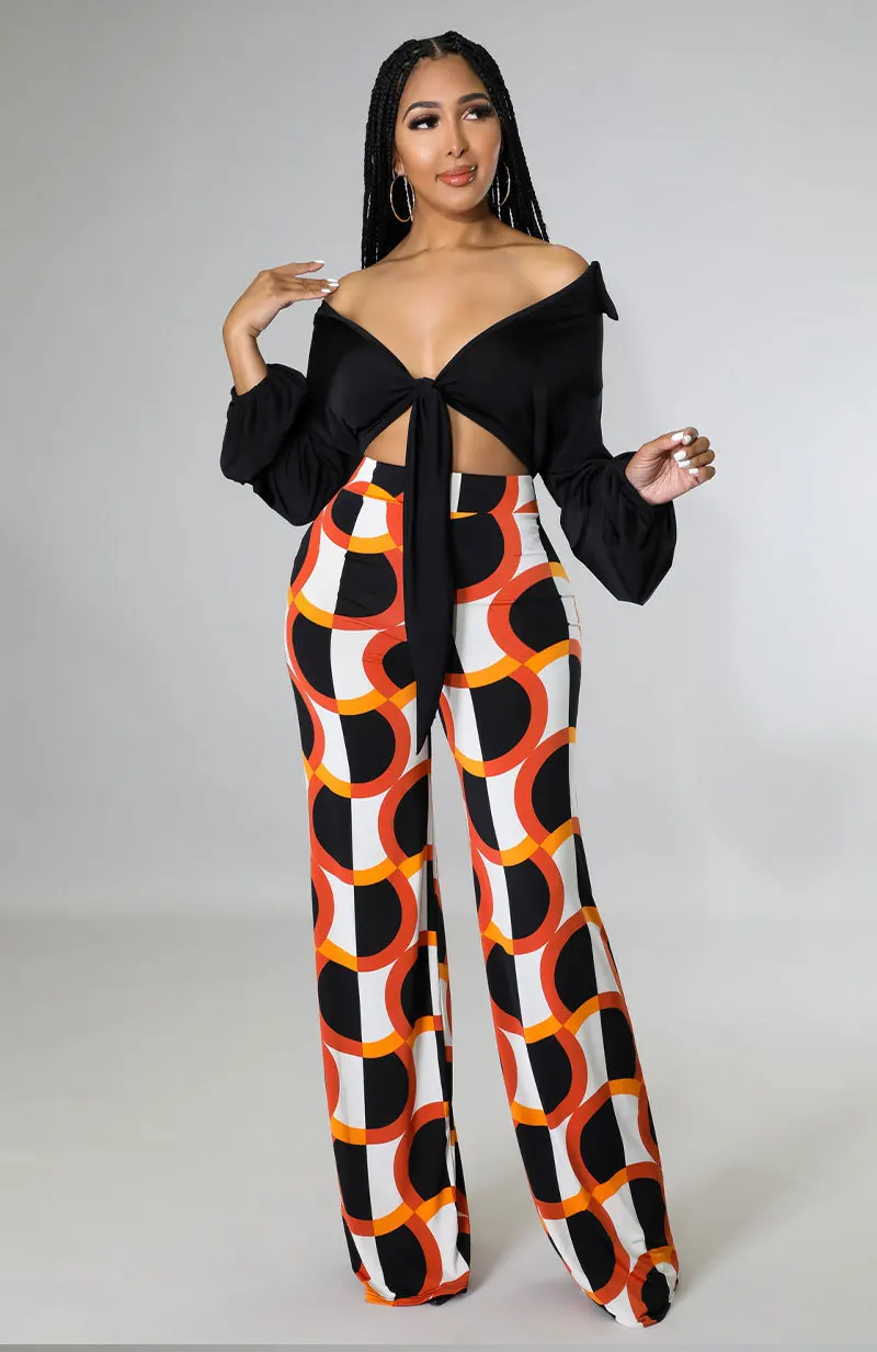 Casual Design Sense Polyester Printing 2022 Spring Clothes Tether Loose V-Neck Sexy Two Piece Set