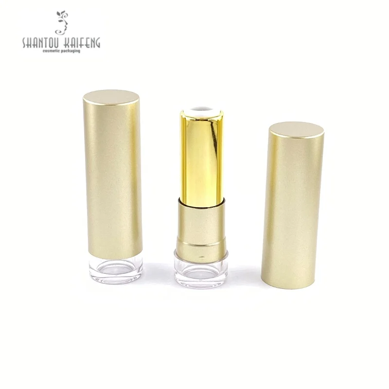 Eco Friendly Cosmetic Containers Custom matte Empty Lipstick tube gold metal lipstick holder case