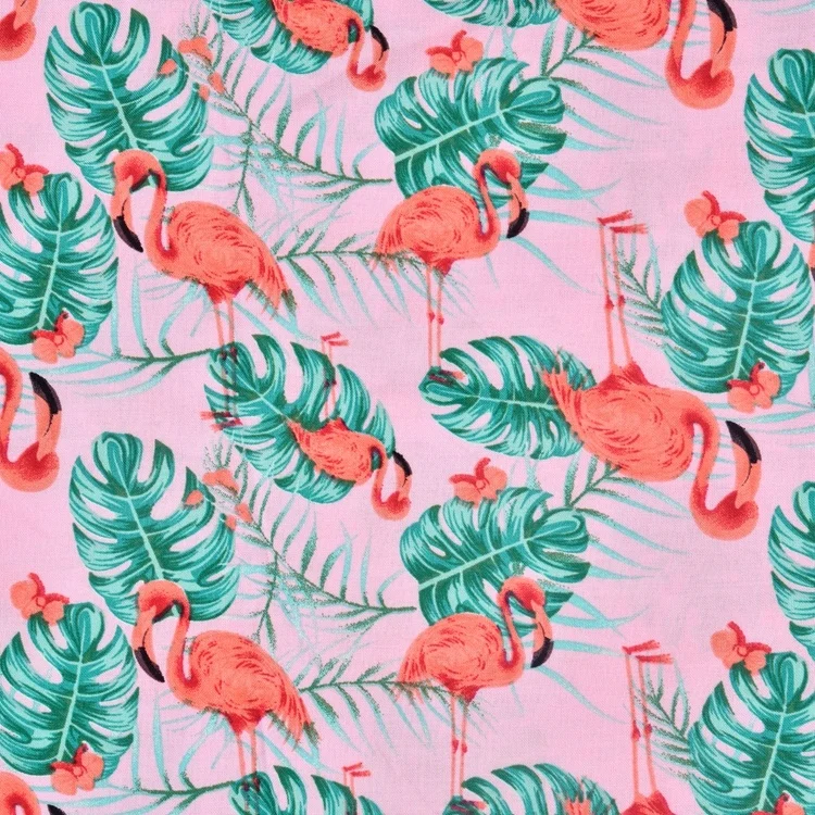 Hot sale animal pattern printed cute pink soft woven dress rayon fabric for kids