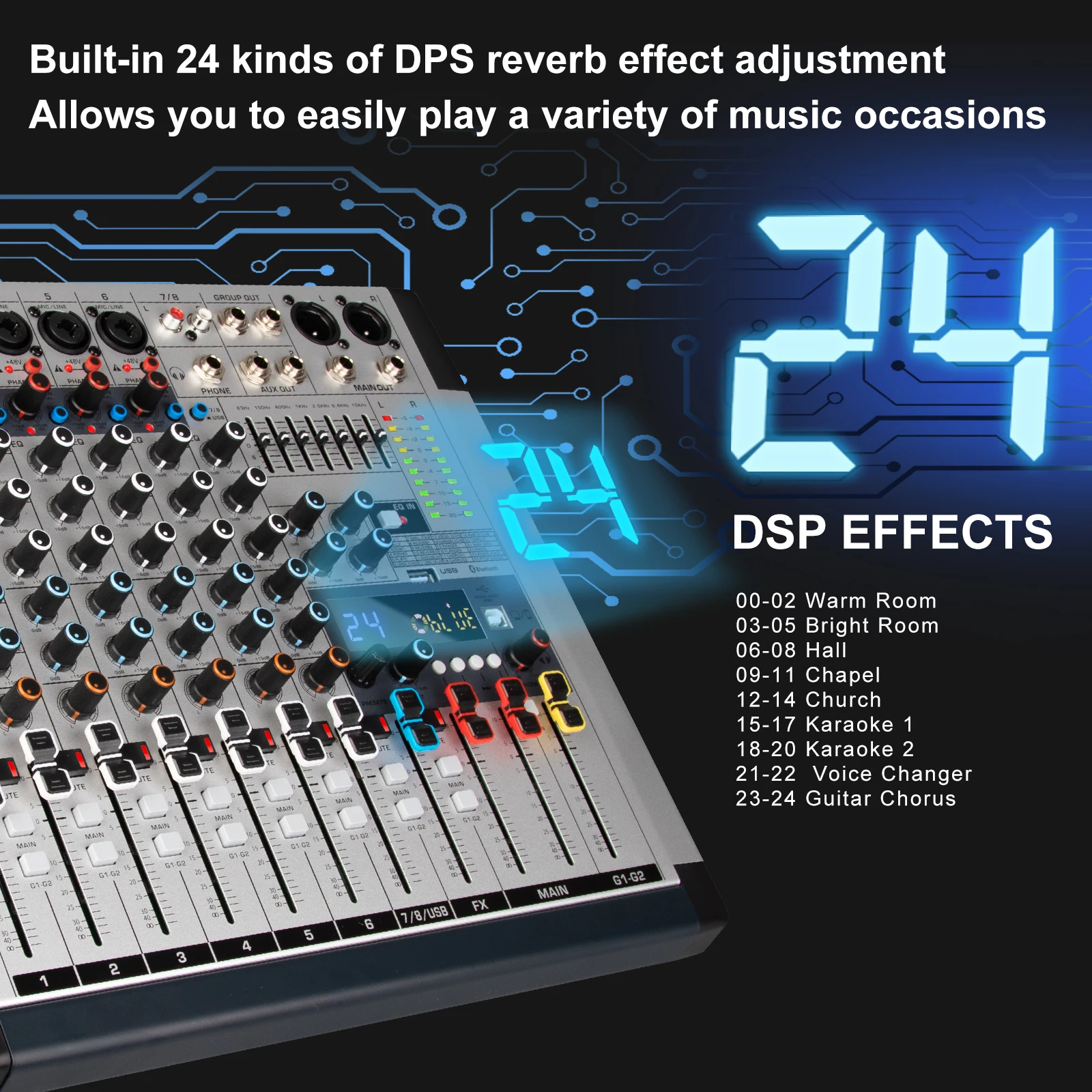 Biner GX8 Профессиональный Bluetooth аудио интерфейс 8 каналов USB Цифровой микшер DJ контроллер/аудио консоль