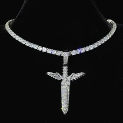 Moissanite Pendant Iced Out Moissanite D Color Diamond Hip Hop Custom Silver Jewelry Sword Pendant