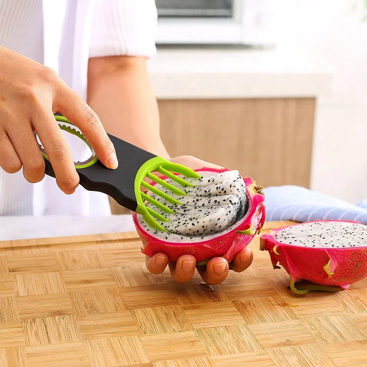  Хит продаж недорогой кухонный гаджет для пищевых продуктов зеленого цвета 3 в 1 инструмент удаления сердцевины фруктов слайсер авокадо резак
