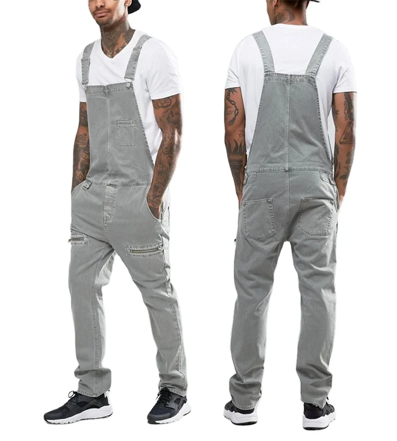 Dungaree denim overalls jumpsuit wholesale custom winter fashion outdoor cheap grey washed work men overalls denim