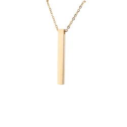 Custom Personalised Message Name 18k Gold Necklace Fashion Stainless Steel T Thin Blank Vertical Bar Pendant Chain Necklace