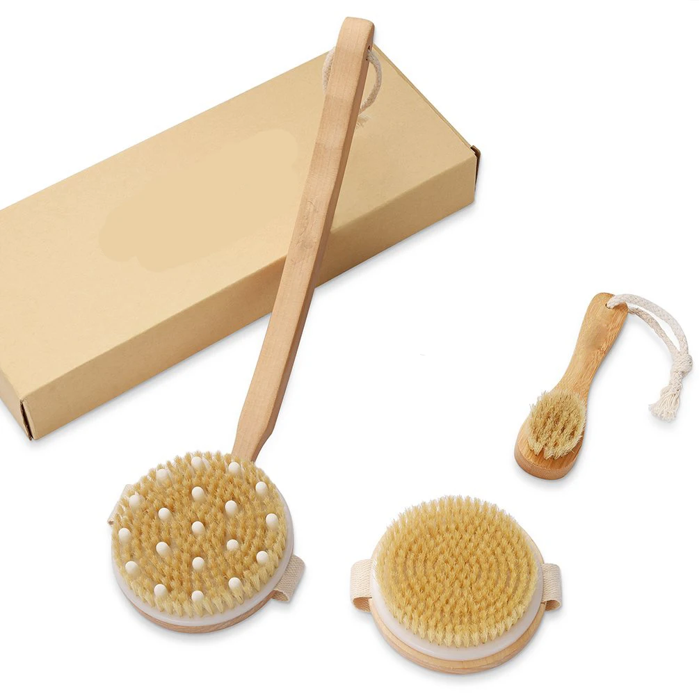 
Wholesale Soft Natural Bristle Brush Bamboo Wooden Handle Bath Dry Body Brush 