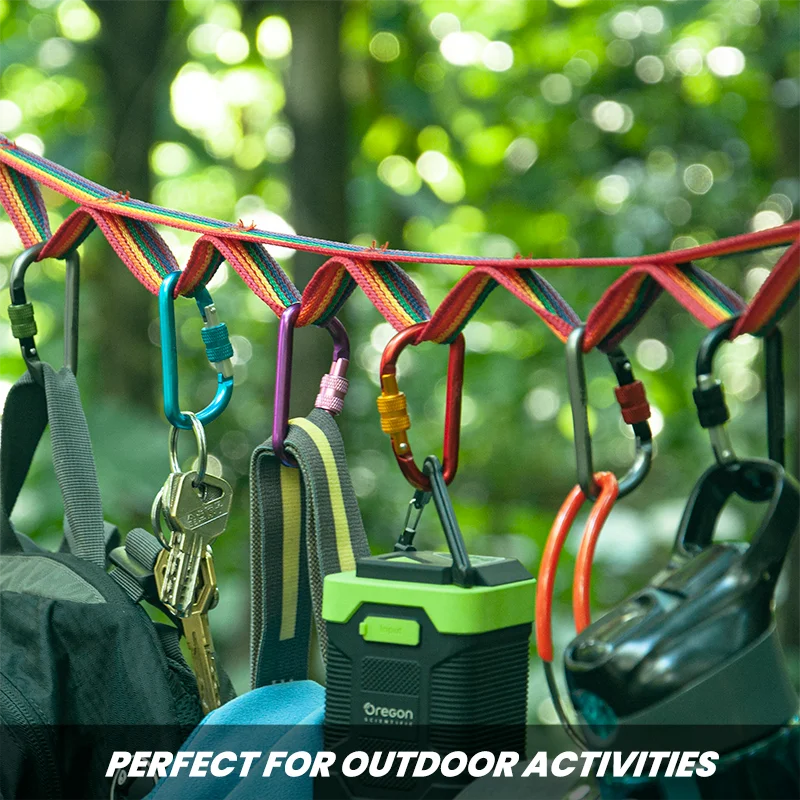 D Shaped Aluminum Hook Mini Key Chain Clip Carabiner For Climbing Screwgate