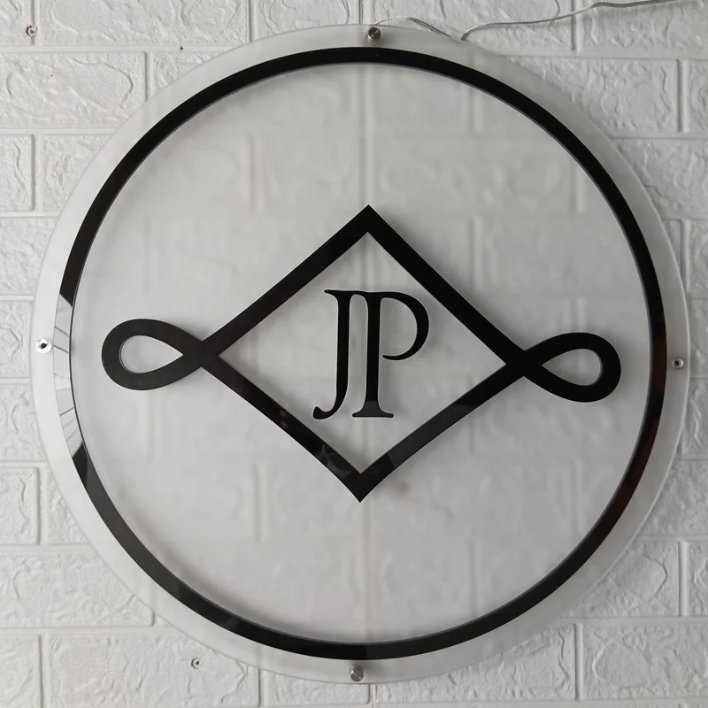 Kexian Custom Advertising Signs Indoor Round Business Sign Backlit Acrylic Logo Sign Board LED Brand Name Logo Wall