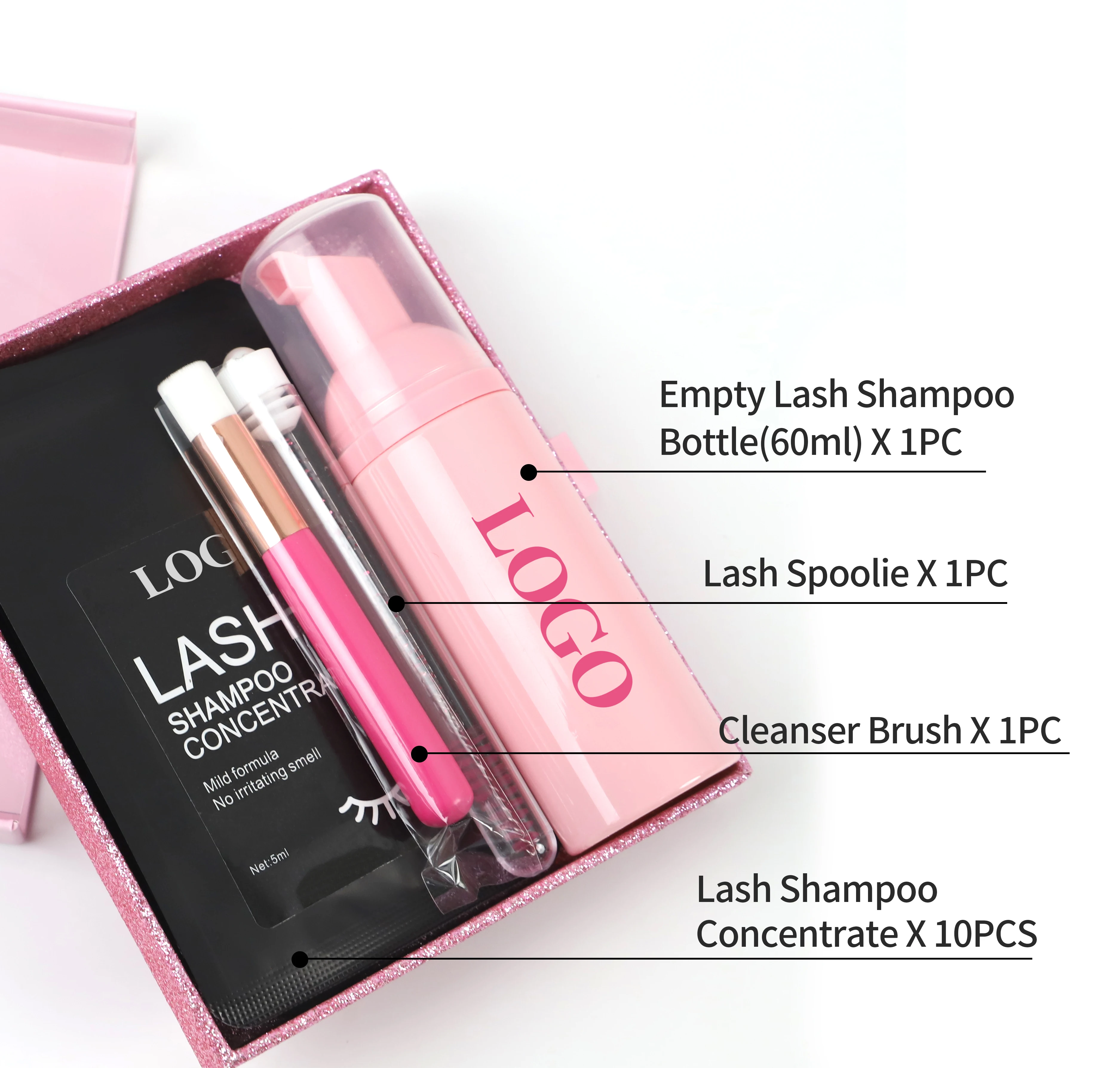 New Arrival Eyelash Lash Cleanser Shampoo Concentrate Lash Extension Foam Shampoo Kit with Logo