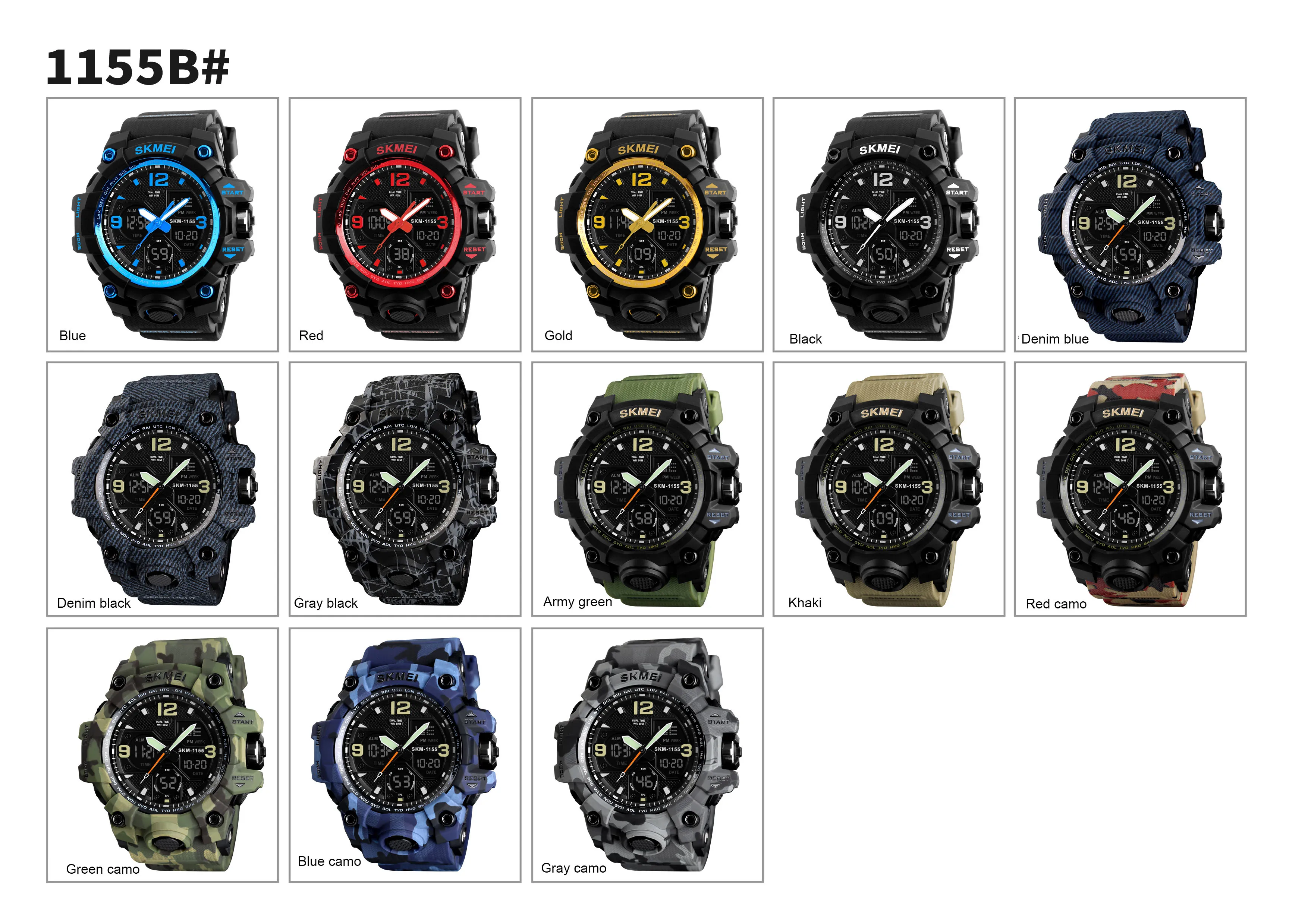 SKMEI 1155B  digital watches waterproof sports brand men sports wholesale cheap watches