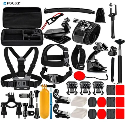  Комплекты комбинированных аксессуаров PULUZ 50 в 1 с чехлом из ЭВА для Gopro Hero
