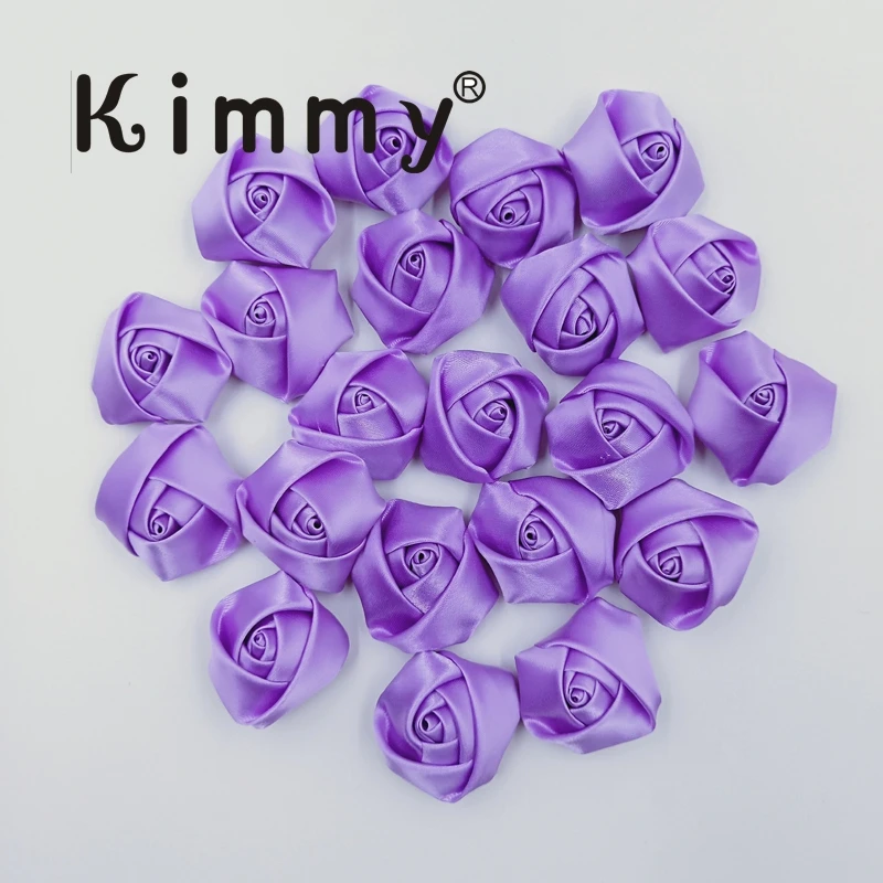 35mm Red Purple  Satin rosette fabric hat Ribbon Rosette Flower Bridal Wedding Embellishment