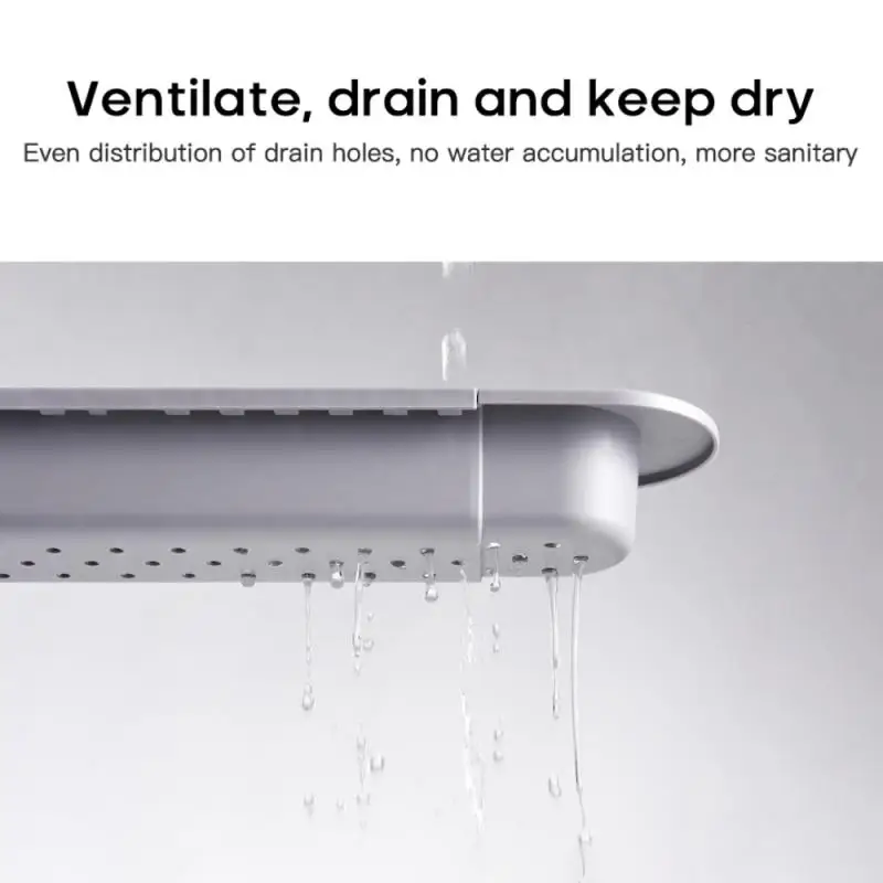 Gadgets Accessories Telescopic Sink Shelf Drainer Rack Kitchen Organizer Soap Sponge Holder Towel Rack Storage Organizer Basket