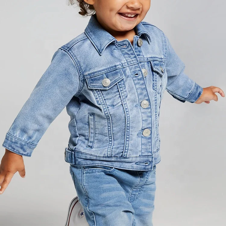 Hot Quality Classic Autumn Unisex Jeans Jacket Blue Boys Denim Jackets For Girls Kids