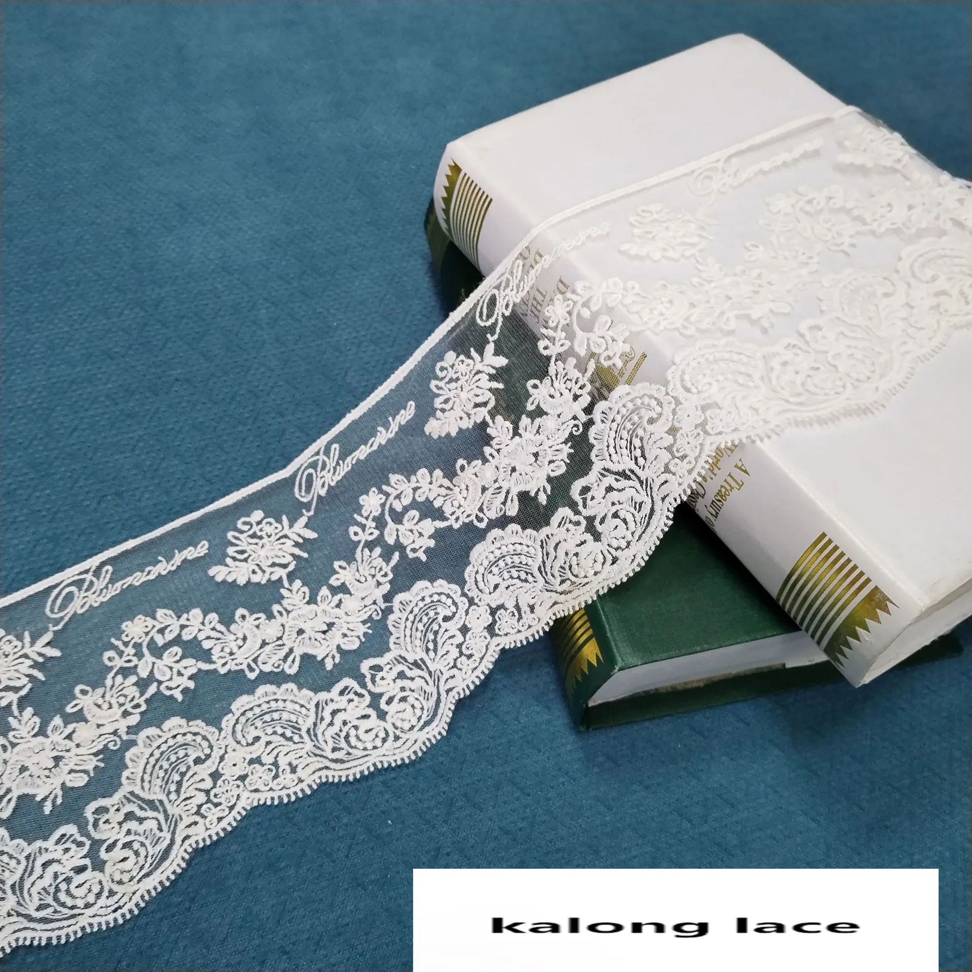 Width 14 cm Polyester Embroidered Soft Mesh Milk Silk Lace White Tulle Lace Trim for Garments Bridal Dress