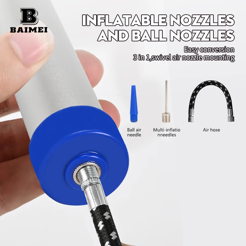 Baimei portable football soccer ball Balloons Inflatable air pump with needle manual hand pump balloon