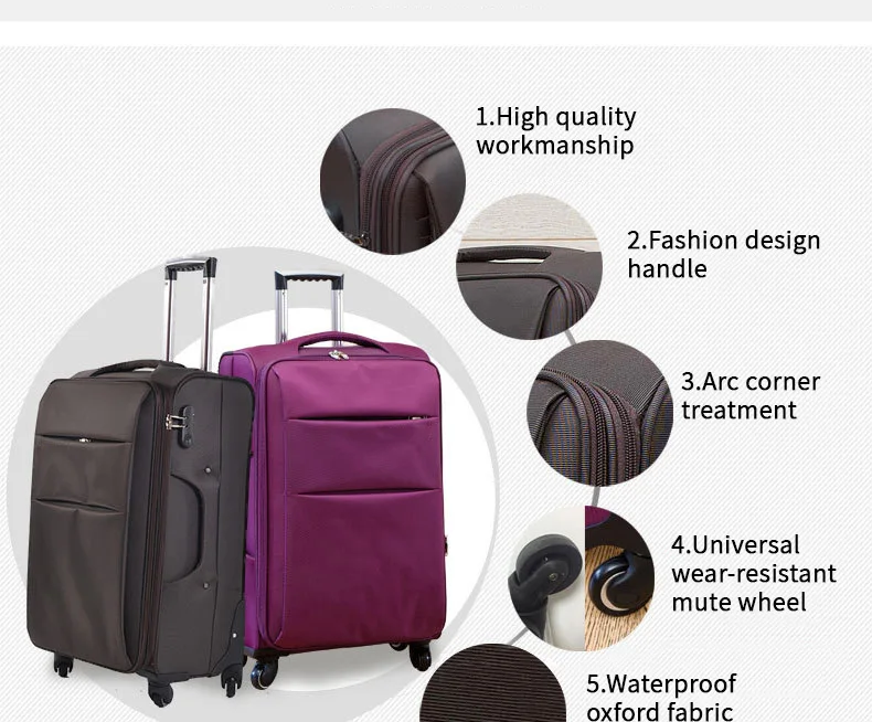 Factory Expandable Fabric Soft Shell Suitcase Traveling Luggage Koffer Set Oxford Soft Sided Carry On Trolley Luggage Set