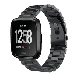 Western simple universal style three link stainless steel watch band For FitBit Versa metal watch bracelet