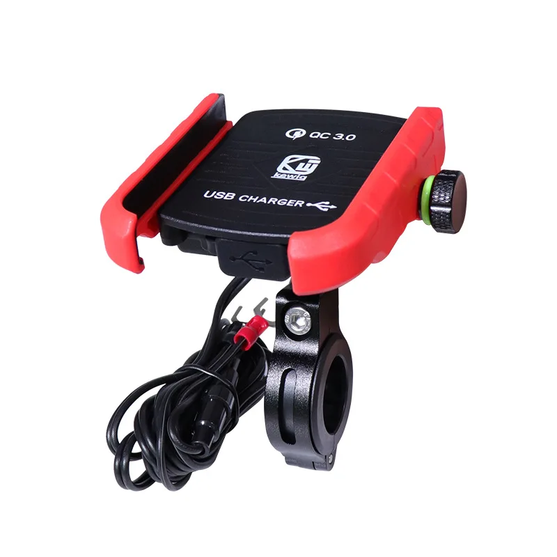 Kewig QC3.0 USB Quick Charger Auto Bike Phone Holder Universal Motorcycle Bicycle Phone Support Handlebar Stand Mount Bracket