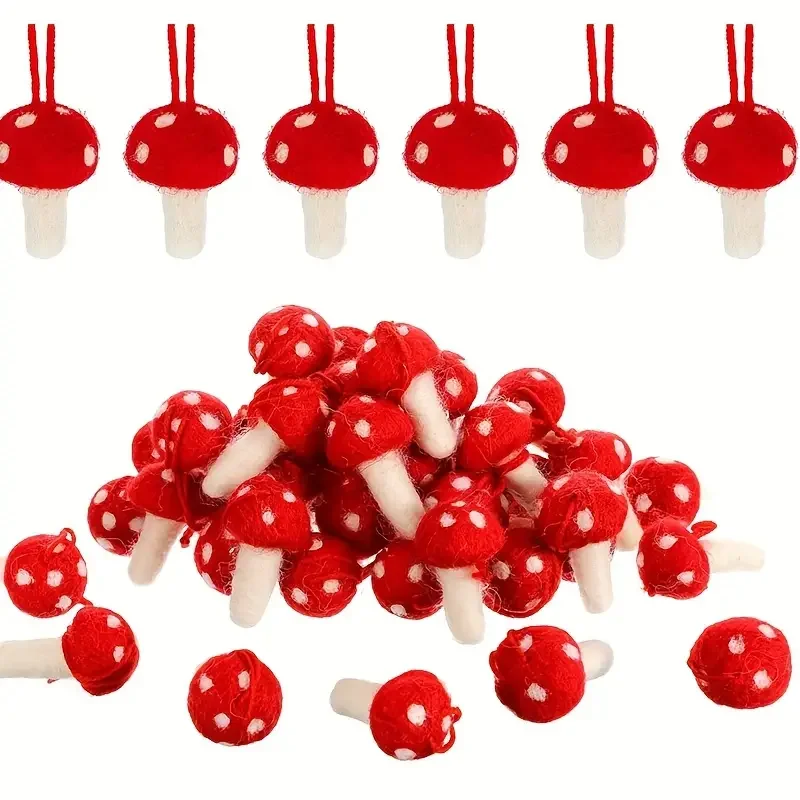 Felt Ornaments Wool Mushroom Christmas Tree Decoration Christmas for Autumn Christmas Tree Fireplace Decoration