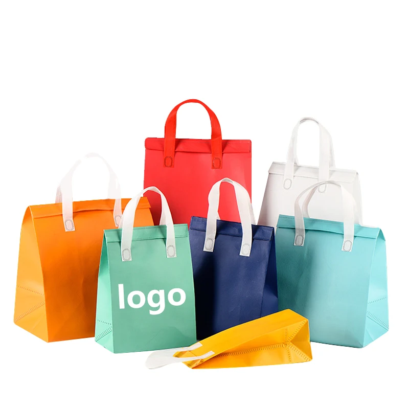 Eco friendly cake Lunch Restaurant School thermal tote insulation non-woven color disposable cooler bag