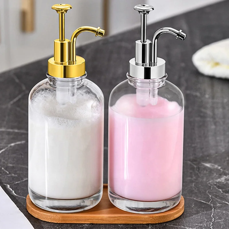 Factory Direct 500ml Coffee Honey Syrup Pump Dispenser Gold Pump Soap Dispenser Glass Bottle
