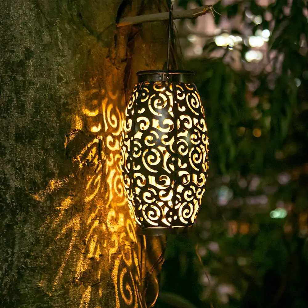 Creative wall lamps hanging lantern solar street lights iron projection lamp metal candle holders lanterns and candle jars