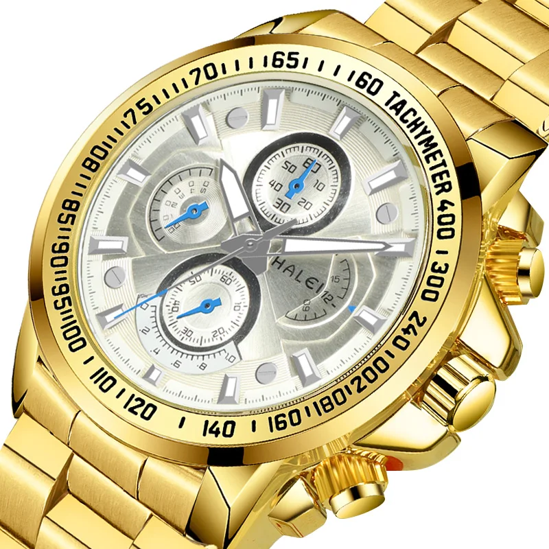 STAR RUDDER 3042M bling wrist watch,round dial watch luxury men,gold stainless steel quartz mens watch