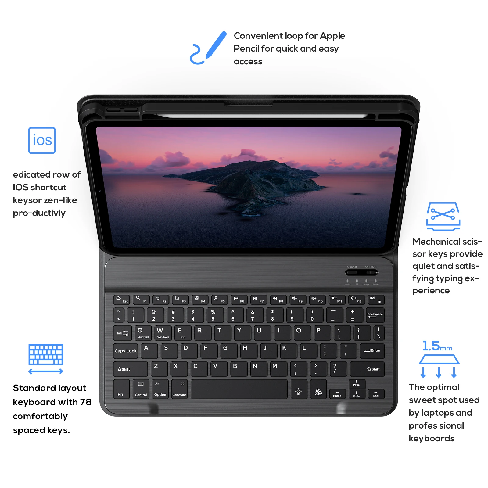 
11 Inch Air Magic Keyboard Foldable Portable Customizable Keyboard for iPad 