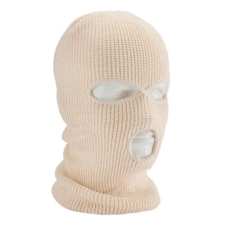 Winter warm Ski mask 3 hole knit windproof skiing Balaclava hat Outdoor Army Tactical CS Full Face Cover  Bonnet Beanies