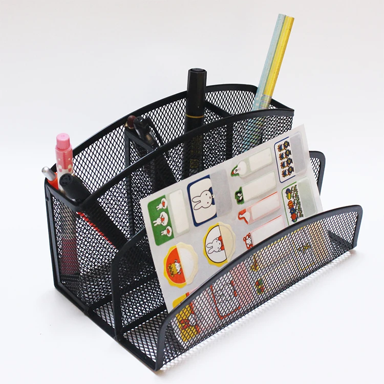 Durable Home School Office Stationery Metal Mesh Multifunctional Display Desk Stand A4 Pen Note File Holder