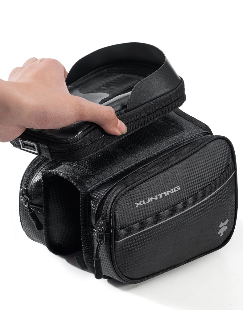 XUNTING 2024 NEW design Touch Screen Bicycle Bag water resistant Reflective Cycling Frame Front 8.0 Phone Case Bike Accessories