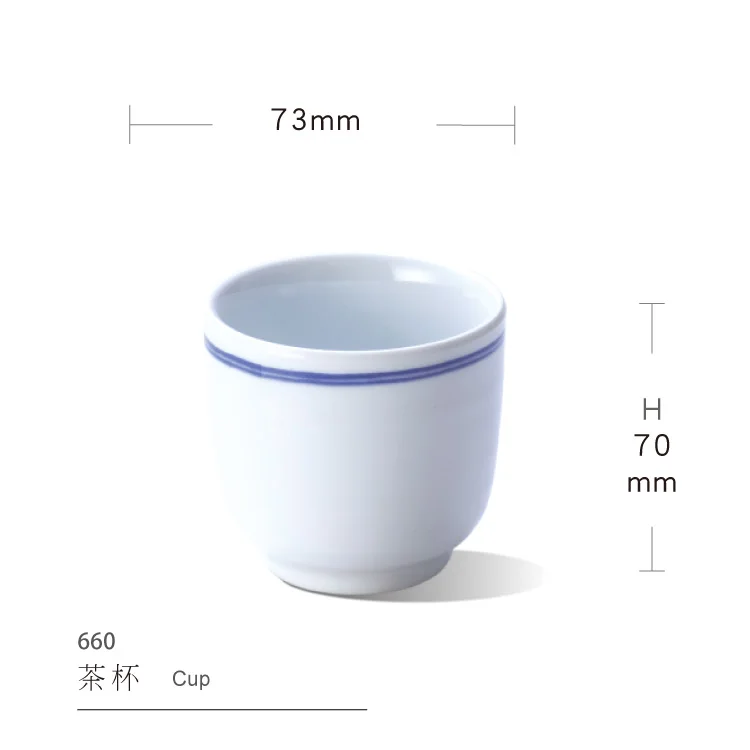 Melamine White Round with Blue Line Juice Milk Water Tea Cup Unbreakable Reusable Cup for Restaurant