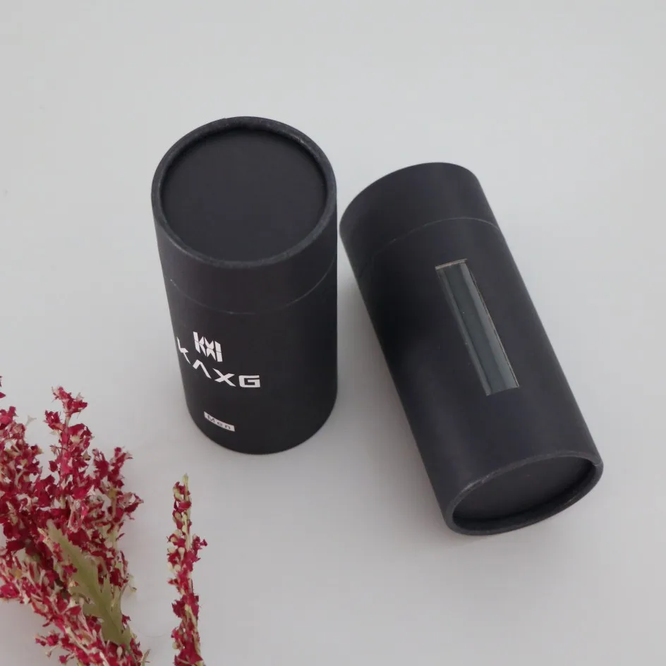 hot Packaging Custom Round Paper Tube for essential oil bottle  frosted black paper tube