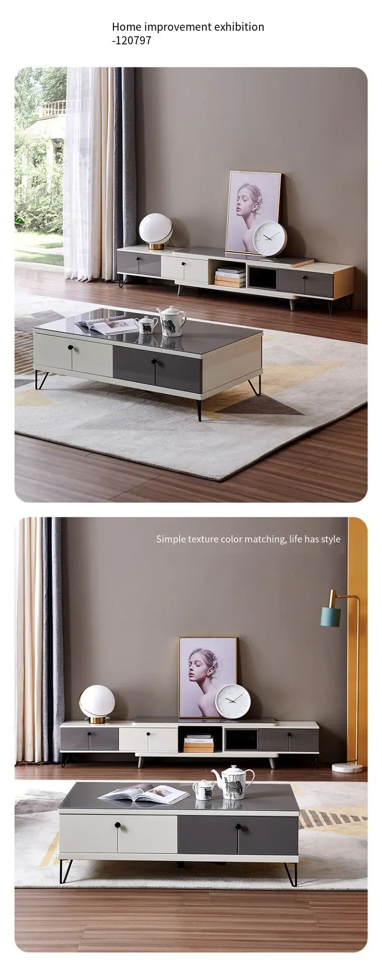 QFS41 Sofa + coffee table TV cabinet set luxury furniture living
