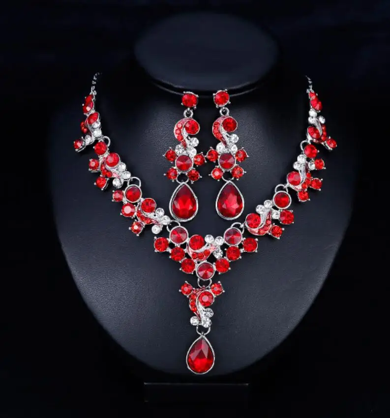 Women Dubai Costume Fashion Jewelry Sets Wedding 925 silver Necklace Set