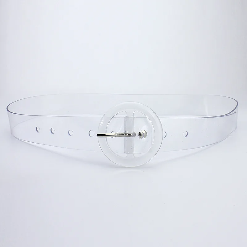 Designer High Quality New Fashion Transparent Woman Round Stitch Deduction Jeans Shirt Coat Hip-hop Accessories Belt