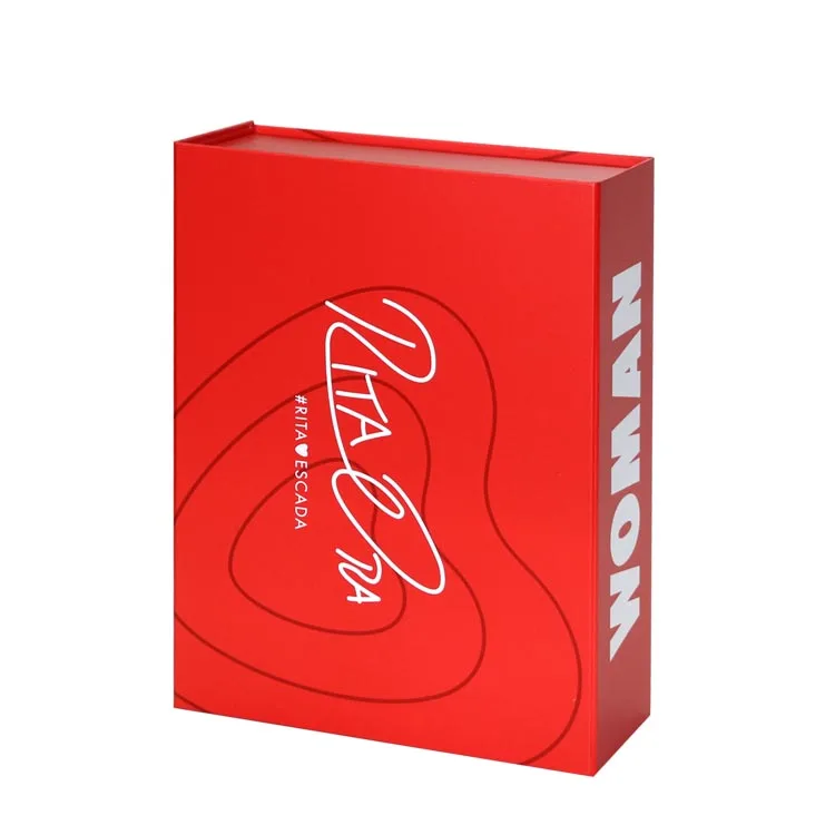 Custom Logo Luxury Paper Red Book Shape Rigid Hard box Magnet Box Packaging Magnetic Lock Gift Packaging Box With Insert