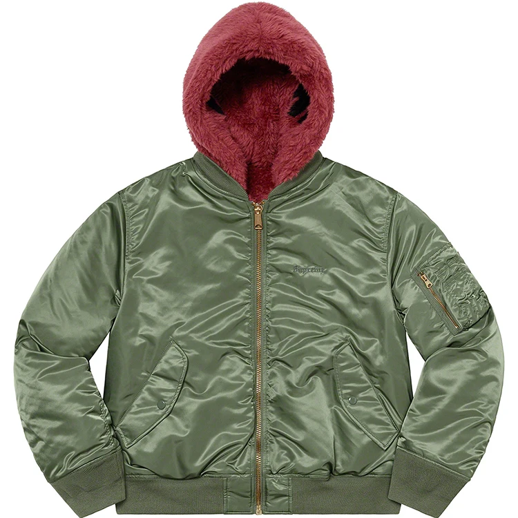 DiZNEW Army green oversized loose cotton jacket double sided Fleece bomber zipper jacket for men