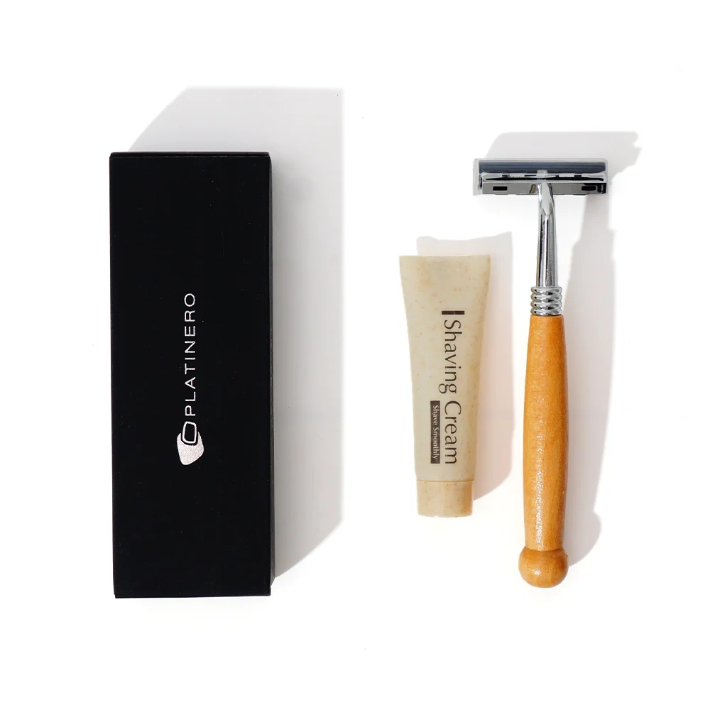 Customized Logo Disposable Hotel Shaving Kit Hotel Guest Supplies Wooden Shaving Razor
