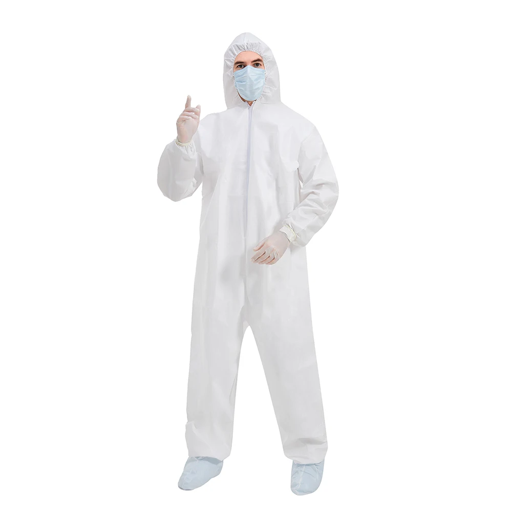 In Stock Waterproof plastic overalls Men Microporous Workshop Coverall Disposable Nonwoven Protection Coverall