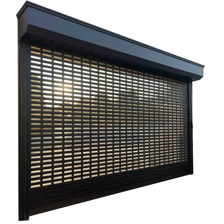 New villa courtyard single-layer hollow stainless steel mesh rolling shutter door