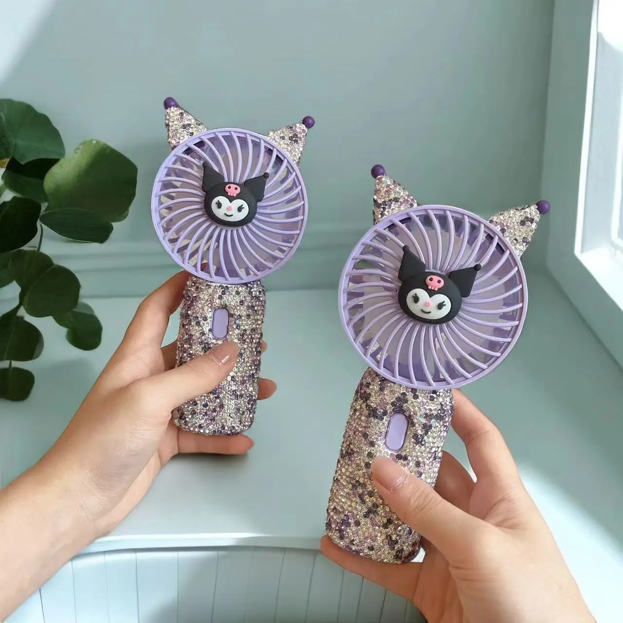 High Quality New Diamond Mini handheld lash fan USB Rechargeable Air Conditioning Fan for eyelash extension tool